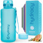 Hydracy Water Bottle with Time Marker -Large BPA Free Water Bottle & No Sweat Sleeve -Leak Proof Gym Bottle with Fruit Infuser Strainer & Times to Drink -Ideal for Fitness Sports & Outdoors