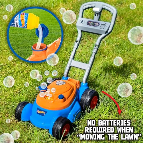 Buy now Hot Wheelsƒ?› Bubble Lawn Mower for Toddlers, Bubble Blowing Machines, Indoor/Outdoor Gardening Toy, Birthday Gift for Prechool Girls and Boys, No Batteries Required, Includes Bubble Solution, 2+ at indiglob india
