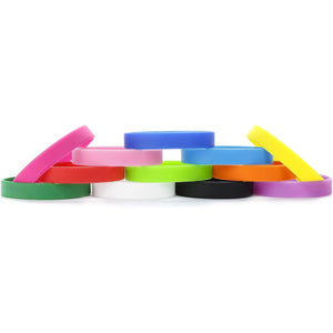 Silicone Wristbands Rubber Bracelets Charms Adult 12Pcs Mixed Colors Blank Sports Bands for Woman Men Assorted 12 Colors Customizable