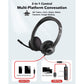 USB Headset with Microphone for PC, On-Ear Computer Laptop Headphones with Noise Cancelling Microphone in-line Control for Home Office Online Class Skype Zoom (USB+3.5mm, Black)