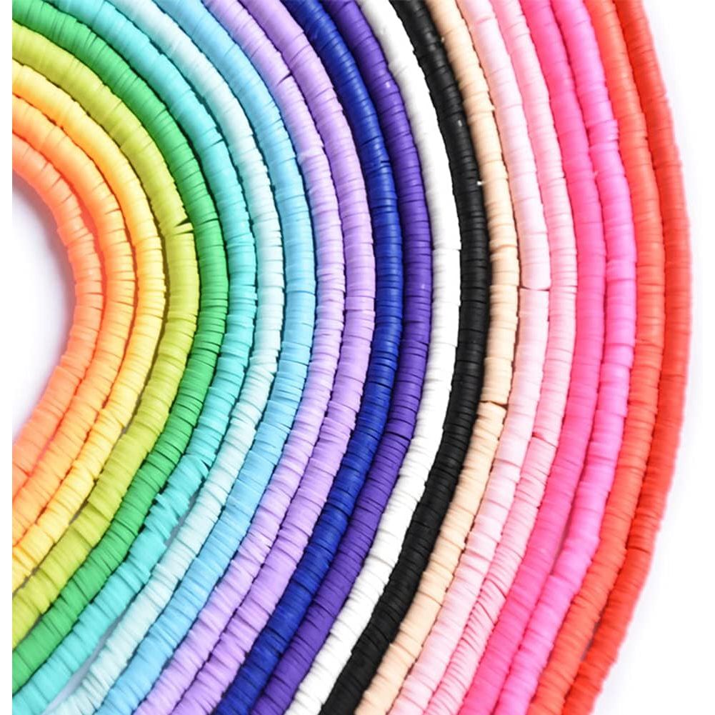 Buy now PANO Preppy 6480 PCS Flat Clay Heishi Disc Beads for Jewelry Making, Rainbow Rubber Beads for DIY Craft Bracelets/Necklace/Pendant, 18 Colors, 6mm at indiglob india