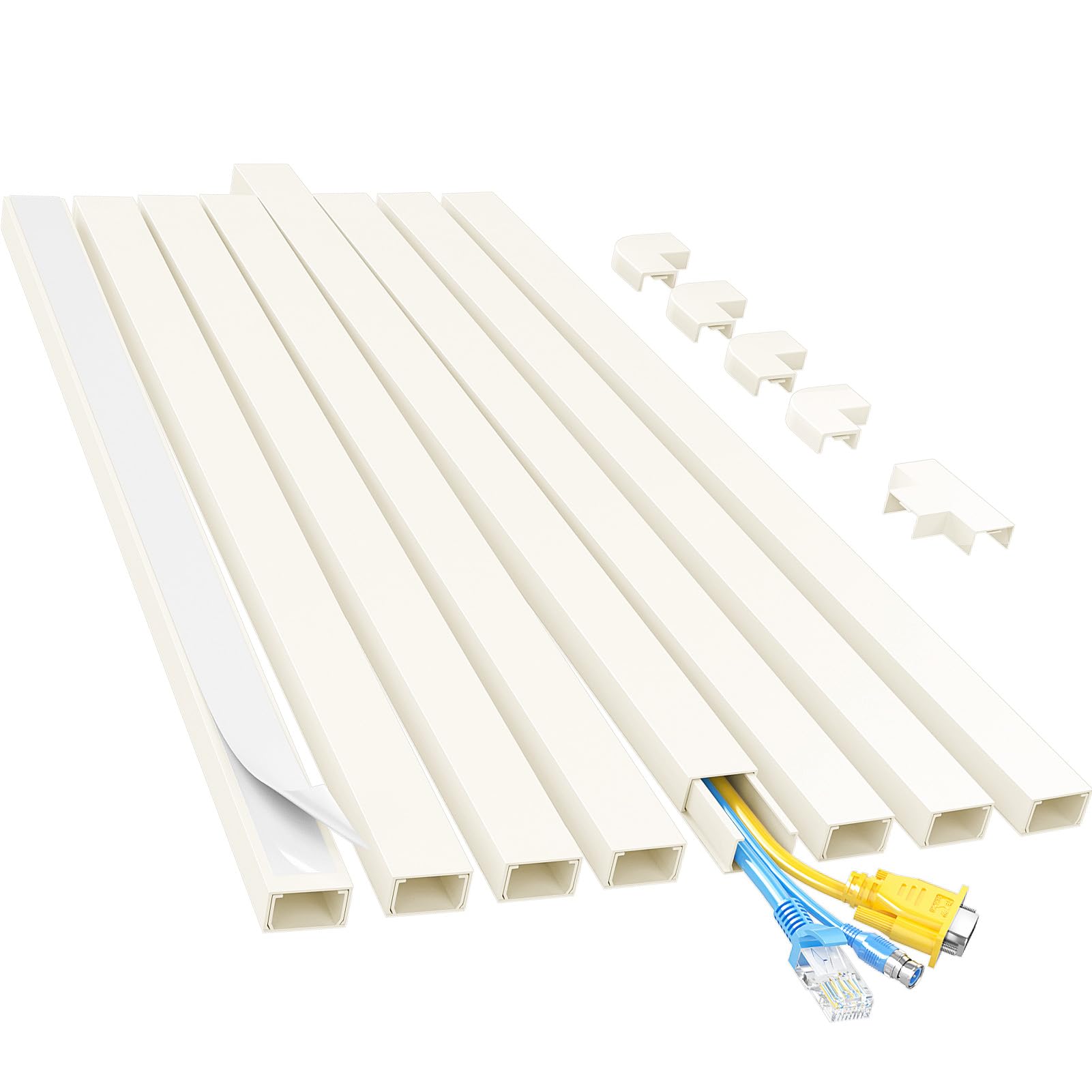 Buy now Yecaye Cord Hider, 113in One-Cord Cable Concealer, Cord Covers for Wires on Wall, Easy Install Cable Management Kit for 2 Small Wires, Cables Raceway Home Office, W0.59in H0.4in, White Medium Beige at indiglob india