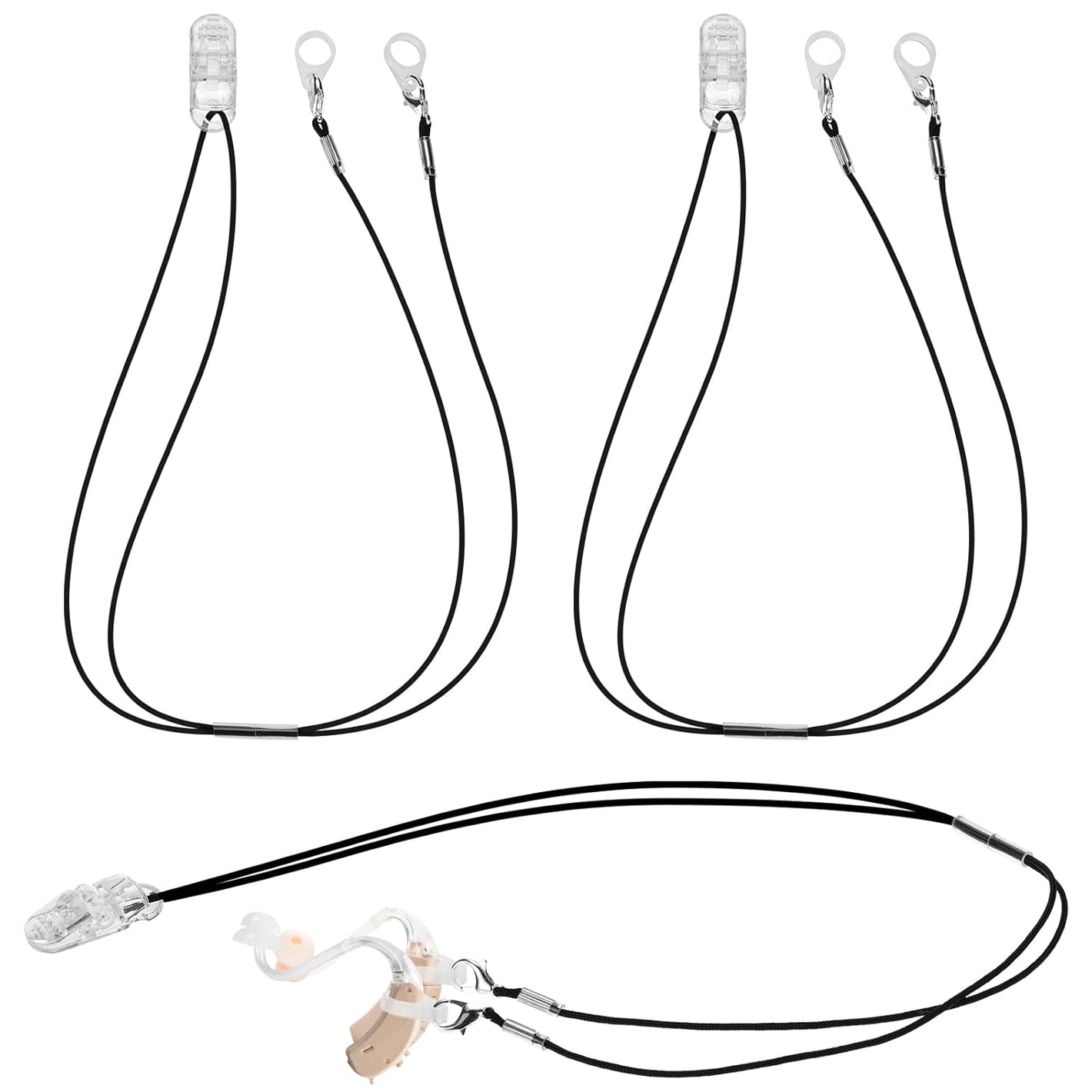 3 Pieces Hearing Aids Clip Holder Portable Hang Rope Anti-lost Rope Amplifier Lanyard Clips and Hearing Aid Case Accessories Security Clip Fixation Cord for Hearing for Hearing Amplifiers