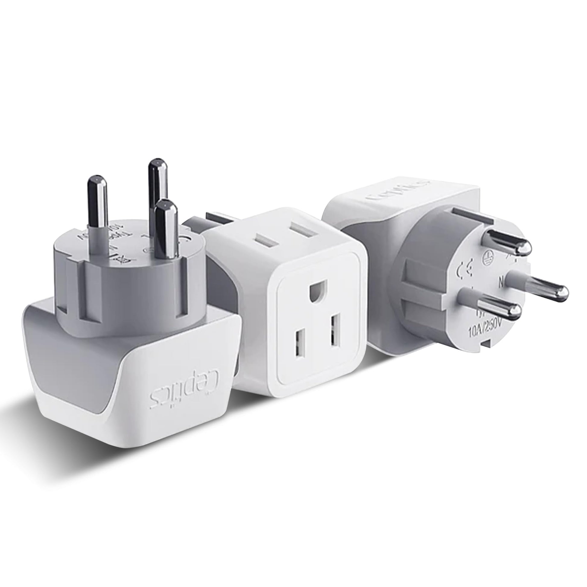 Buy now Ceptics Schuko Germany, France Plug Adapter, Dual Input - Ultra Compact Light Weight - Usa to Russia, South Korea Travel Adaptor Plug - Type E/F (3 Pack) at indiglob india