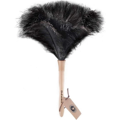Feather Duster, Feather Dusters for Cleaning Ddzmz Fluffy Natural Genuine Ostrich Feathers with Wooden Handle Reusable Handheld Ostrich Feather Duster Cleaning Supplies, Gray and Brown(Length 16")