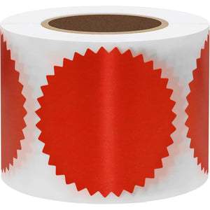 Hybsk 300pcs Notary Seals 2 inch Embossing Stickers Bright Red Metallic Certificate Sealing Labels with Serrated Edge for Awards Lega (Bright Red)
