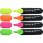 Schneider Job Highlighter Pastel, Chisel Tip, 1 + 5 mm, Black Barrel, Assorted Ink Colors, Pack of 6 Highlighters: Turquoise, Mint, Vanilla, Peach, Lavender, Light Pink (115097)