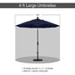 California Umbrella 9' Round Hardwood Frame Market Umbrella, Stainless Steel Hardware, Push Open, Navy Blue Olefin