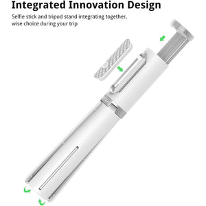 ATUMTEK Selfie Stick Tripod, 3-in-1 Extendable Aluminum Phone Tripod with Detachable Bluetooth Remote, Compatible with iPhone 17/16/15/14/13/12/11/11 Pro/XS Max/XR and Samsung Smartphones, White