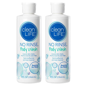 No-Rinse Body Wash, 8 fl oz - Leaves Skin Clean, Moisturized and Odor-Free, Rinse-Free Formula (Pack of 2)
