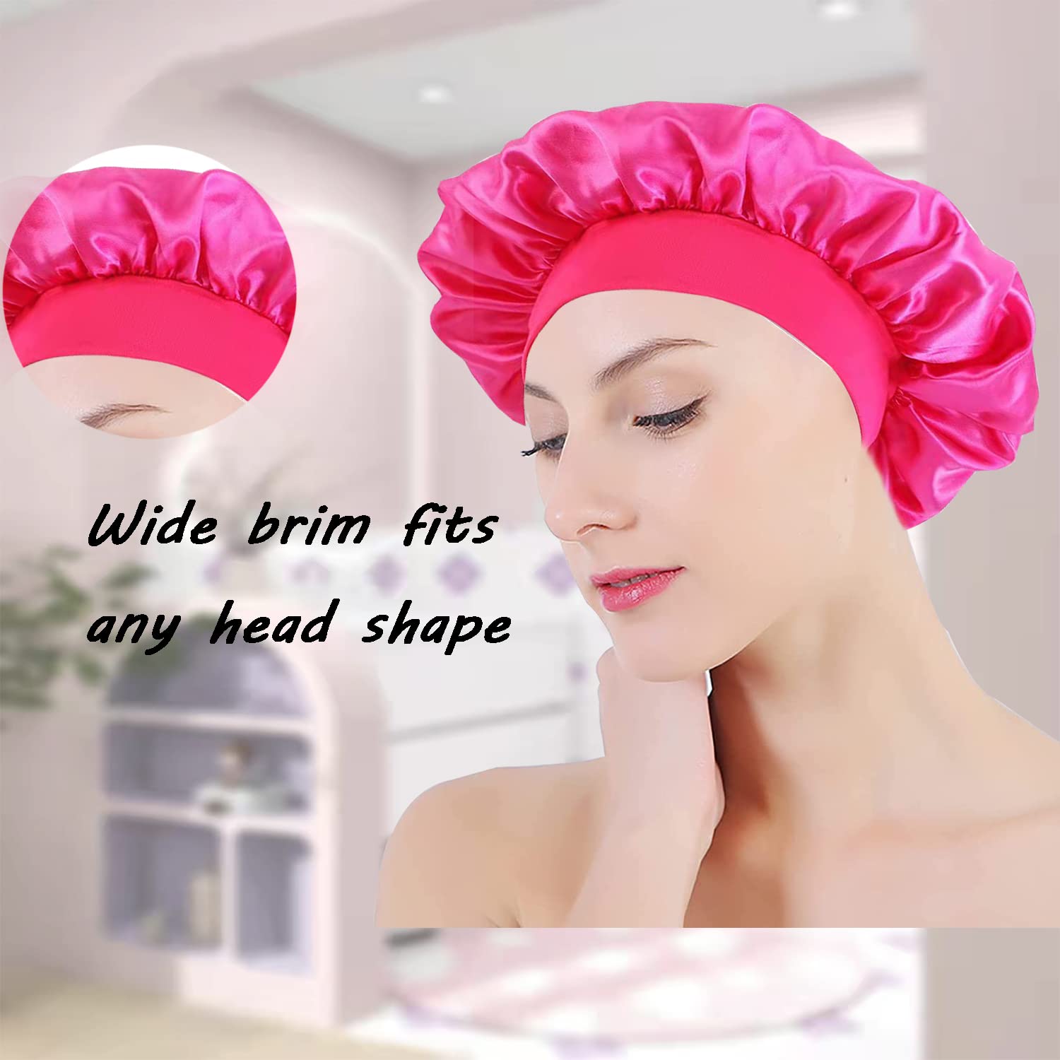 Buy now Hair Bonnets for Curly Hair and Sleeping for Women, Satin Sleep Cap, Silk Bonnet with Elastic Soft Band Big Bonnet (4 Pcs). at indiglob india