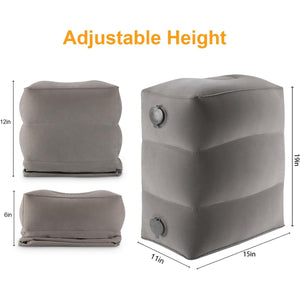 Inflatable Travel Foot Rest Pillow, Kids Airplane Bed, Adjustable Height Leg Pillow for Air Travel, Make a Flat Bed for Kids and Toddlers, Great for Airplane, Train, car（Grey, 1 Pack）