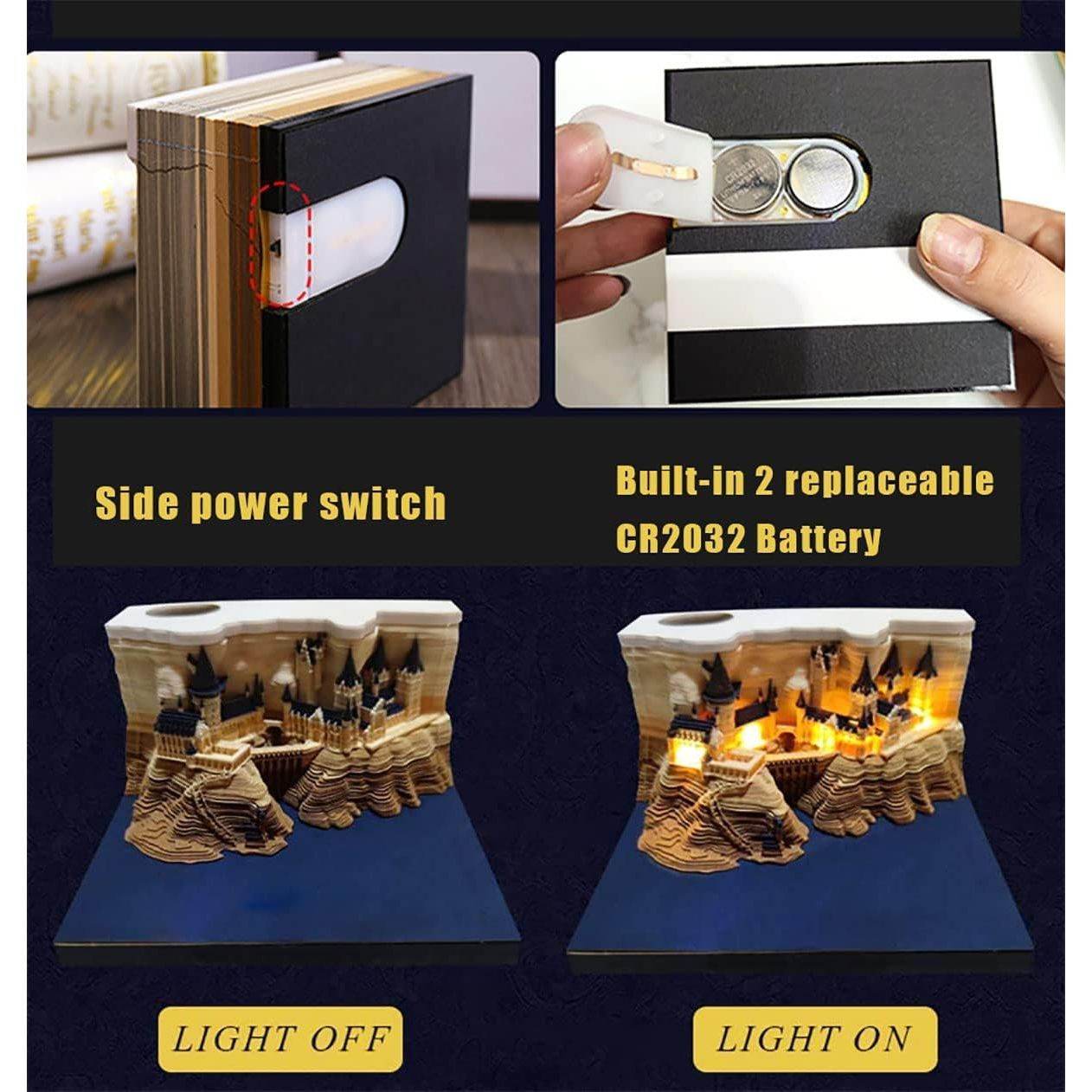 1Pc 160 Sheets Memo Pads Paper Art with Light, Castle 3D Stick Notes Convenience Stickers Papers Card Craft, Original DIY Post Notes Notepad - My Store