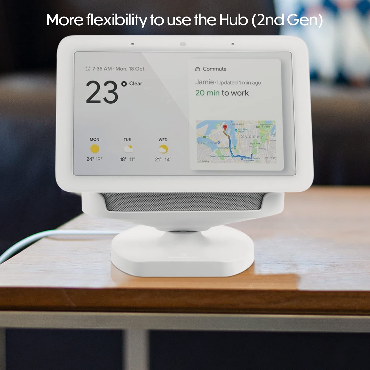 Buy now Wasserstein Adjustable Stand for Google Nest Hub (2nd Gen) - Made for Google (Chalk) at indiglob india