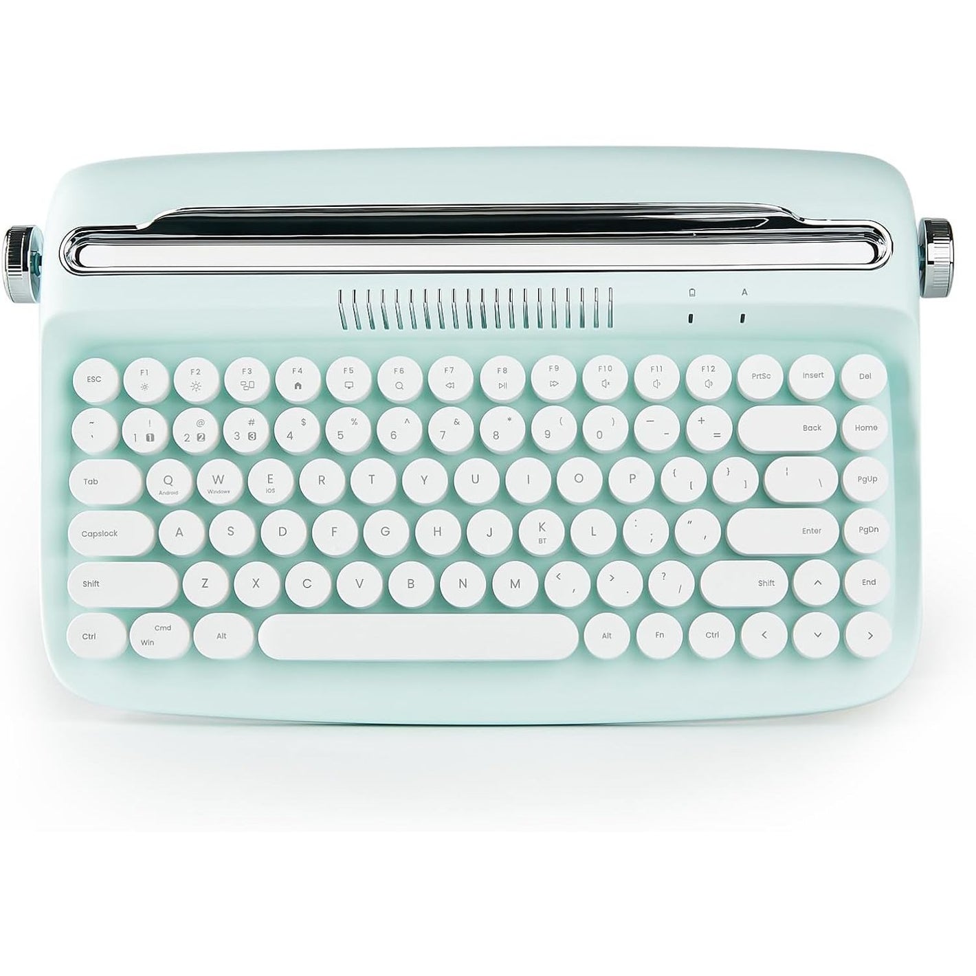 YUNZII ACTTO B303 Wireless Typewriter Keyboard, Bluetooth Connection, Cute Retro Aesthetic Design with Integrated Stand for Tablet, Phone, PC and Win/Mac/Android (B303, Sweet Mint)