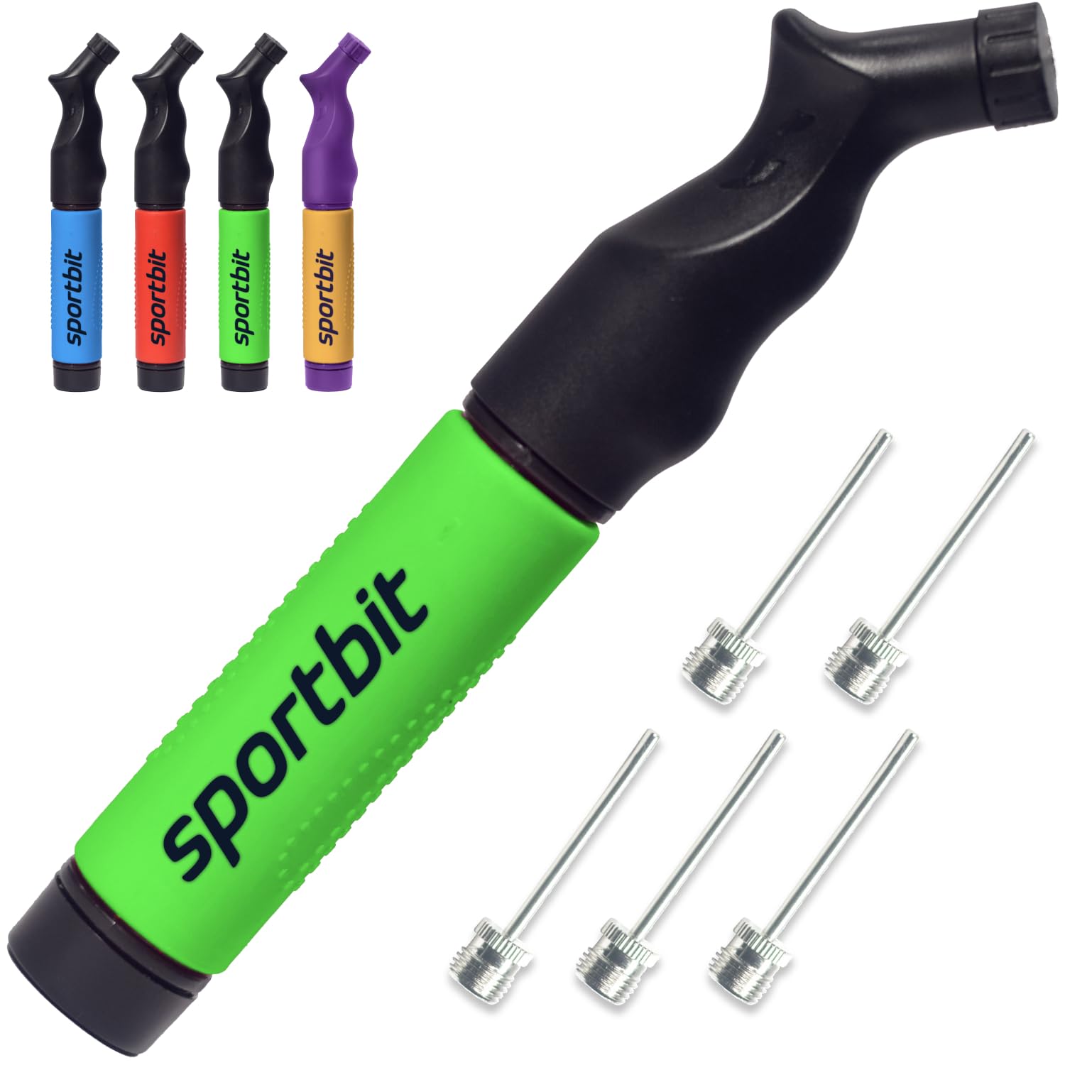 Buy now SPORTBIT Ball Pump for Sports Balls - Push & Pull Inflating System - Hand Pump for All Exercise Balls - Volleyball Pump, Basketball Inflator, Football & Soccer Ball Air Pump - Goes with 5 Needles Set at indiglob india