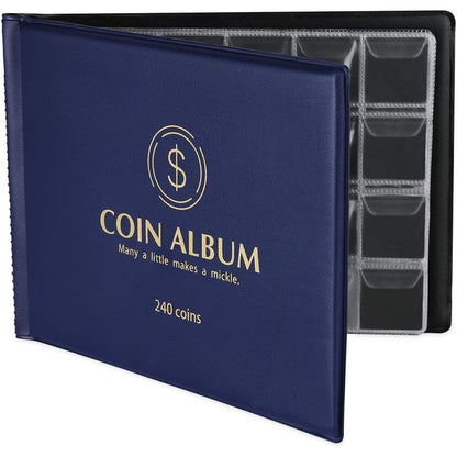 MUDOR Coin Collection Holder Album for Collectors, 240 Pockets Coin Collection Book Office Supplies