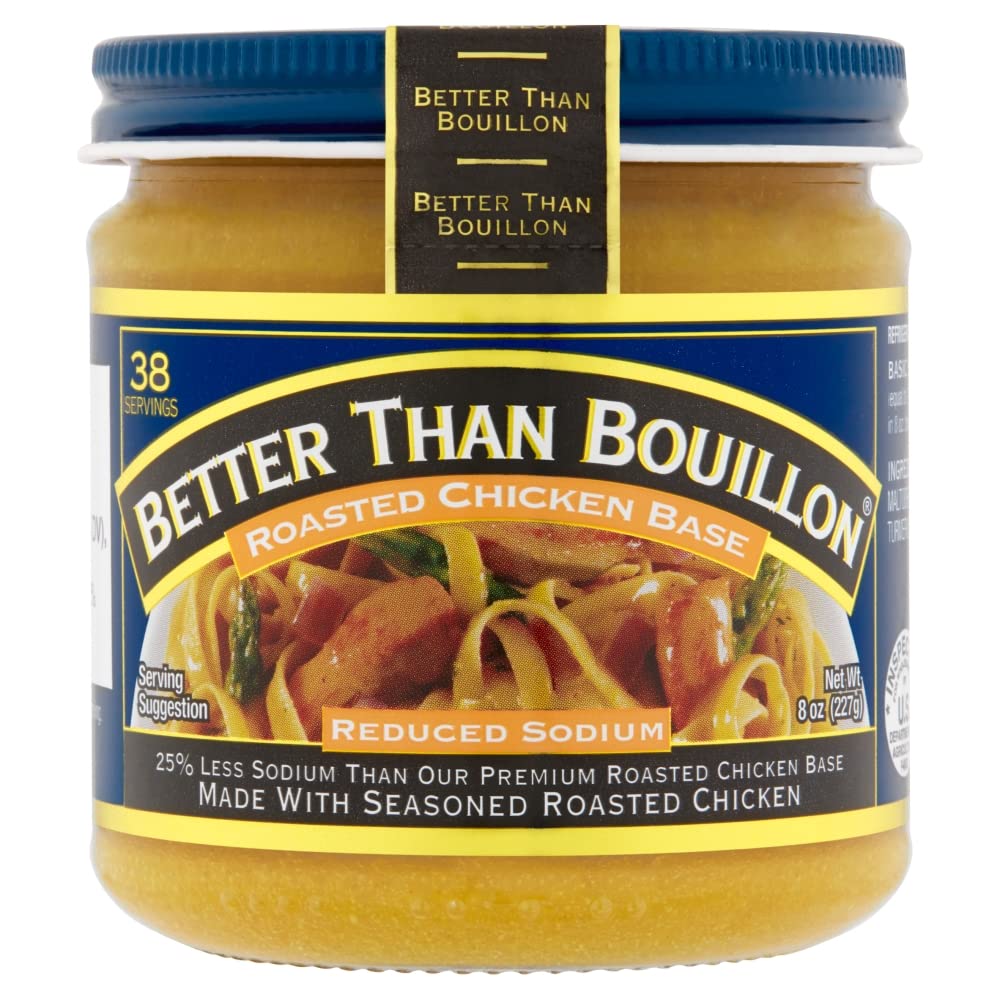 Buy now Better Than Bouillon Reduced Sodium Roasted Chicken Base, Made with Seasoned Roasted Chicken & Less Sodium, 38 Servings Per Jar 8 Ounce (Pack of 2) at indiglob india