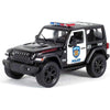 KiNSMART - Jeep Wrangler Rubicon Off Road 4x4 5 inch 1:34 Scale Die Cast Model Replica Toy Car (Blue Hardtop) - Rescue Police