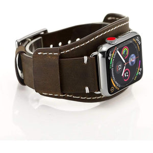 Leather Band Compatible with Apple Watch Series 9 8 45mm Bands, Genuine Leather Strap with Stainless Clasp for Watch Ultra 2 49mm/SE Series 7 6 5 4 3 2 45mm 44mm 42mm Band