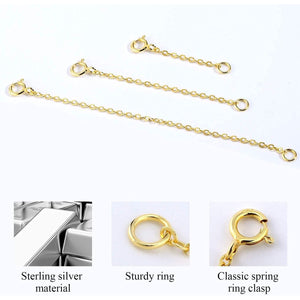 14K Gold Necklace Extender 925 Sterling Silver Chain Extension Necklace Bracelet Anklet Extender for Jewelry Making（1 2 3 inch）
