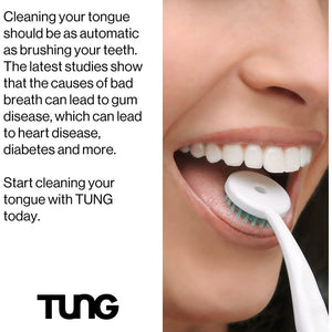 Tung Brush Tongue Cleaner, Plastic Tung Scraper, Tongue Cleaning to Fight Bad Breath, Halitosis Defense, USA Made, 2-Pack w/Cap