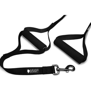Leash Boss Original - Heavy Duty Dog Leash for Large Dogs - No Pull Double Handle Training Lead for Walking Big Dogs - Dog Leashes with Padded Handle for Control and Safety (Classic Black)