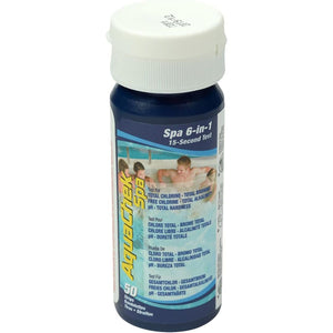 AquaChek SPA 6-in-1 Test Strips - Spa Test Strips for Total Bromine, Total Chlorine, Free Chlorine, pH, Total Alkalinity, and Total Hardness - Professional Water Quality Testing Kit (50 Strips)