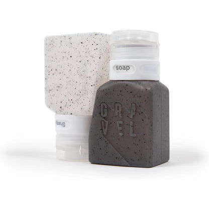 Gravel Travel Bottles 3oz (2-Pack) – Leakproof, BPA-Free, TSA Approved with Label System (Clear & Gray)