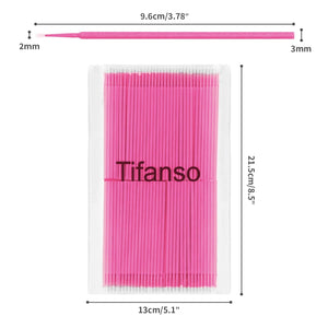 tifanso 400PCS Micro Cotton Swabs, Disposable Eyelash Microswabs for Eyelash Extensions, Lash Brush Applicators Pink(Head Diameter: 2.0mm)