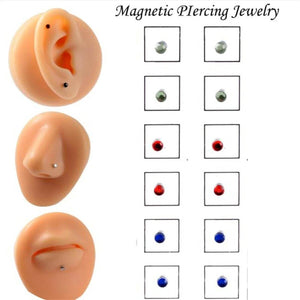 12pcs Crystal Magnetic Stud Earring Magnet Ear Lip Stud Non Piercing, Women Men Steel Crystal Fake Lip Ring Clip Nose Ring Fake Cheater Jewelry Gift - My Store