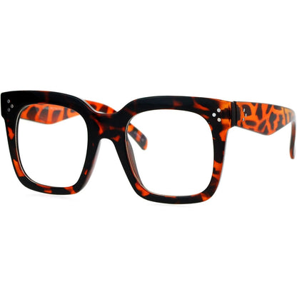 JuicyOrange Super Oversized Clear Lens Glasses Thick Square Frame Fashion Eyeglasses