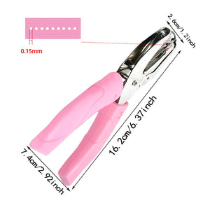 Handheld Hole Paper Punch Puncher for Craft Paper Tags Clothing Ticket DIY Scrapbook Tool, with Pink Soft Handheld Grip (Small Circle 1/16 inch)