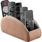 All-in-One Leather White TV Remote Holder for Remote Conrtols with 5 Compartments Nightstand Desktop Media Player Remote Caddy Storage Box Organizer Tray for Mobile Office Stationery Phone Controller