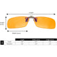 BRADDELL UV Blue Light Blocking Clip-on Amber Fit over Glasses for Driving Car Headlight Glare and Light Sensitivity