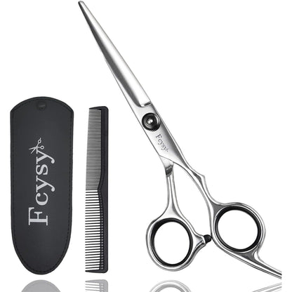 Fcysy Professional 6 Inch Hair Scissors Barber Shears, Haircutting Scissors with Comb, Salon Hair Shears for Men, Women & Pets