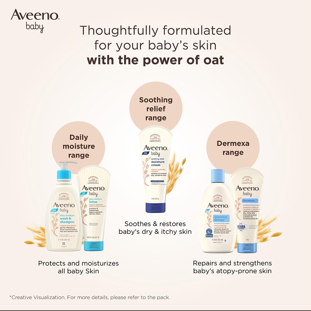 Buy now Aveeno Baby Daily Moisture Lotion for Delicate Skin with Natural Colloidal Oatmeal Dimethicone Hypoallergenic Fragrance Phthalate ParabenFree 8 oz, 1 Count at indiglob india