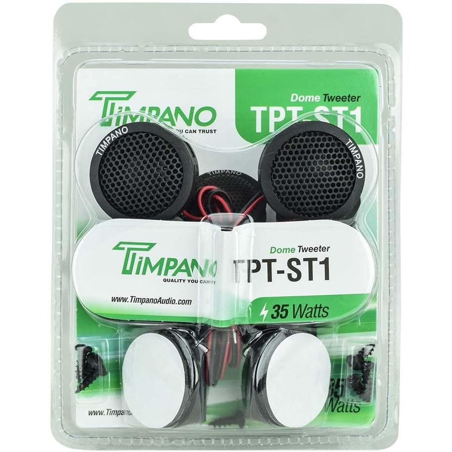 Buy now Timpano TPT-ST1 Dome Tweeter, 1 Inch Tweeter Set for Car Audio, Angle or Surface Mount Tweeters, 4 Ohm Soft Dome 180 Watts for Pro Car Audio (Pair) at indiglob india