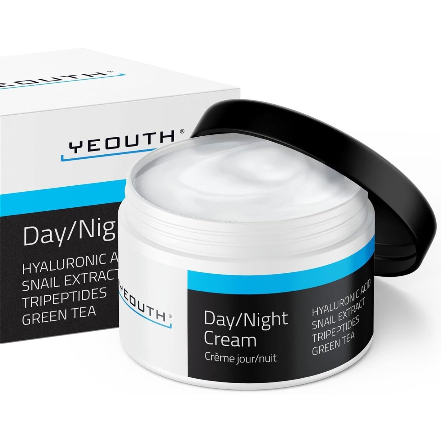 YEOUTH Day Night Face Moisturizer with Hyaluronic Acid, Snail Mucin Cream and Copper Tripeptide, Hydrating Fragrance Free Moisturizer, Face Cream for Women and Men 4oz