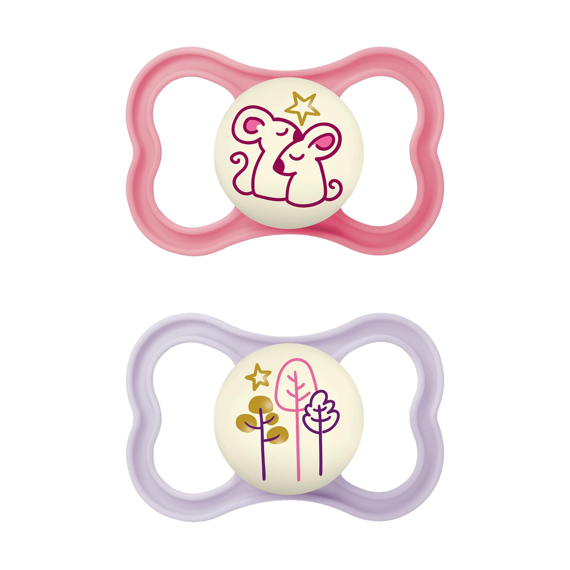Buy now MAM Air Pacifier for Babies 6-16 Months, Extra Air Flow for Sensitive Skin, Glows in The Dark, Developed with Medical Experts, BPA-Free Skin Soft Silicone, 2 Count, with Sterilizer Case at indiglob india