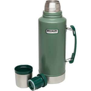 Stanley Heritage Classic Vacuum Bottle with Handle 2.0 qt | Wide Mouth with Leakproof Cup Lid | Keep Drinks Hot or Cold for Travel | Insulated Stainless Steel Thermos | BPA-Free | Hammertone Green