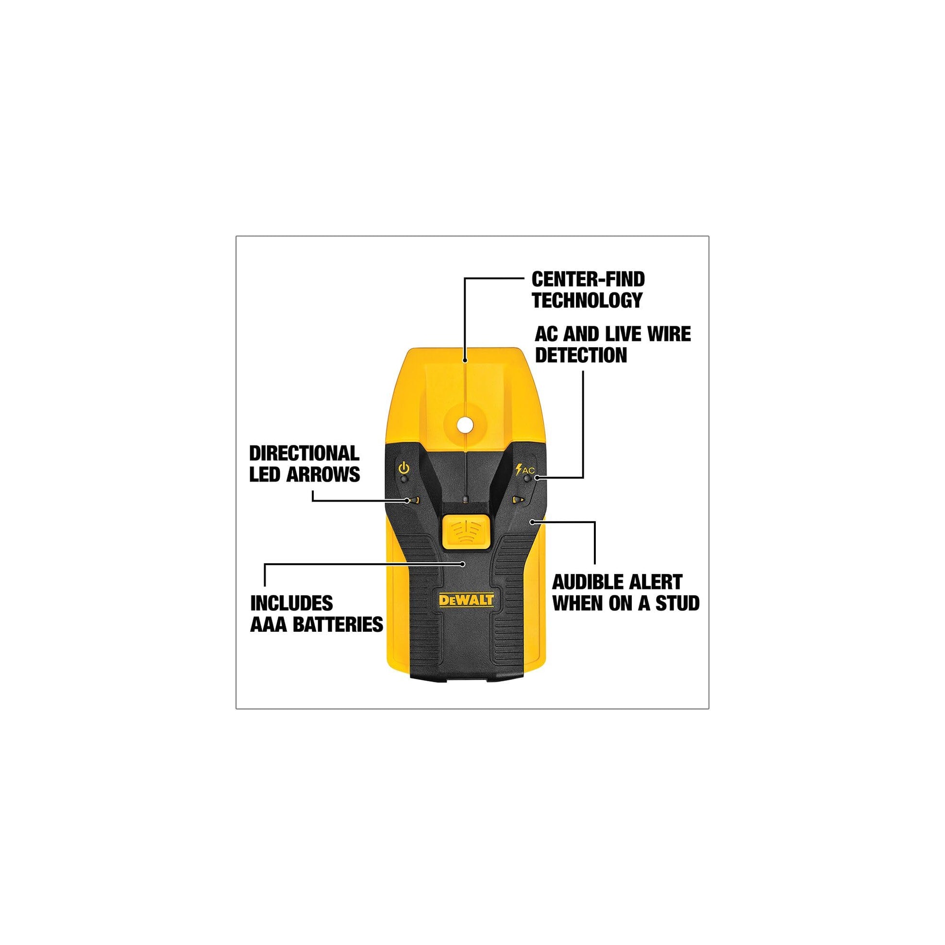 Buy now DEWALT Stud Finder, 3/4”, Locate Framing Studs Efficiently with LED Arrows, Ideal for Wood and Metal, AAA Batteries Included (DW0100) at indiglob india