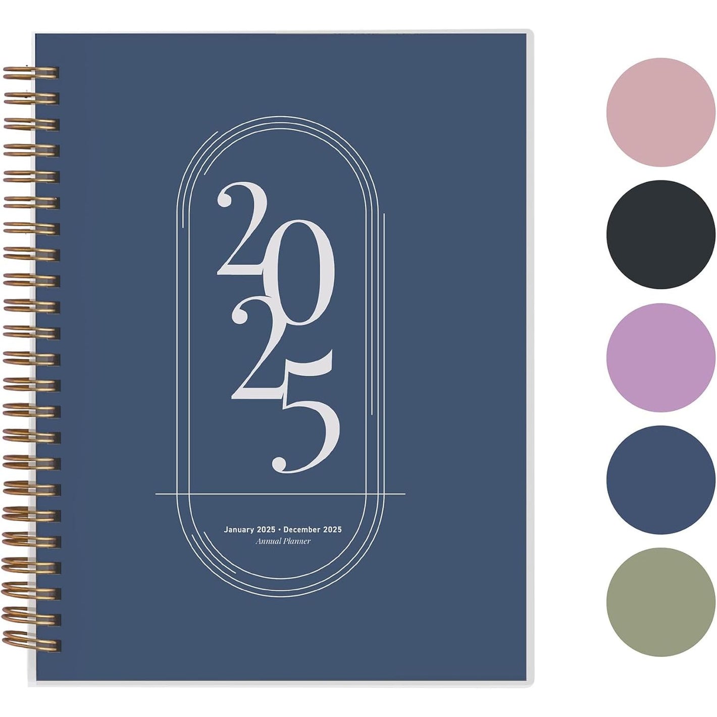 Rileys 2025 Weekly Planner - Annual Weekly & Monthly Agenda Planner, Jan - Dec 2025, Flexible Cover, Notes Pages, Twin-Wire Binding (8 x 6-Inches, Midnight Blue)