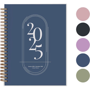 Rileys 2025 Weekly Planner - Annual Weekly & Monthly Agenda Planner, Jan - Dec 2025, Flexible Cover, Notes Pages, Twin-Wire Binding (8 x 6-Inches, Midnight Blue)