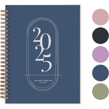 Rileys 2025 Weekly Planner - Annual Weekly & Monthly Agenda Planner, Jan - Dec 2025, Flexible Cover, Notes Pages, Twin-Wire Binding (8 x 6-Inches, Midnight Blue)
