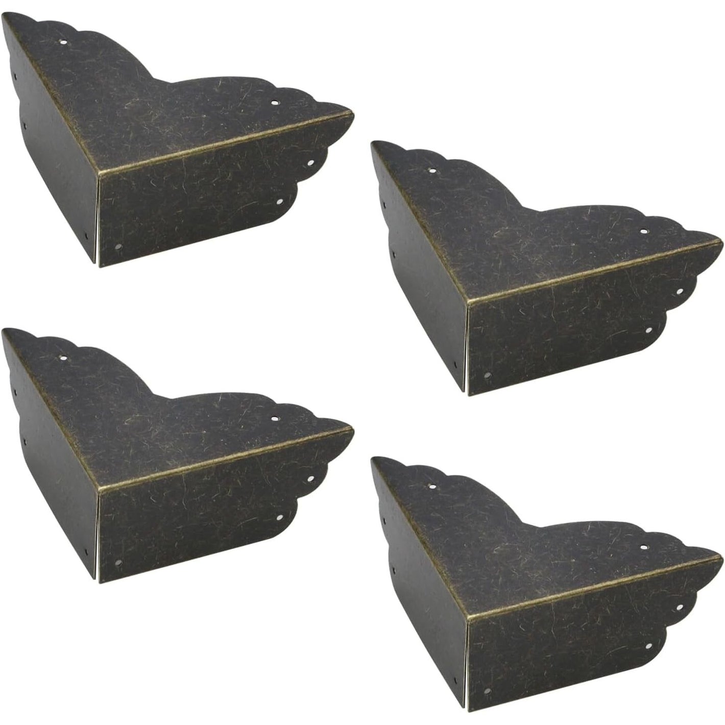 Mcredy Corner Protectors for Furniture,4 Pack Table Corner Protectors Metal Bronze Box Corners Decorative 2.8x2.8x1.2(LxWxH),Side Length 2.8"
