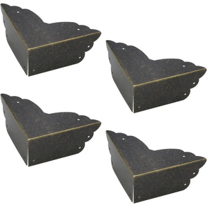Mcredy Corner Protectors for Furniture,4 Pack Table Corner Protectors Metal Bronze Box Corners Decorative 2.8x2.8x1.2(LxWxH),Side Length 2.8"