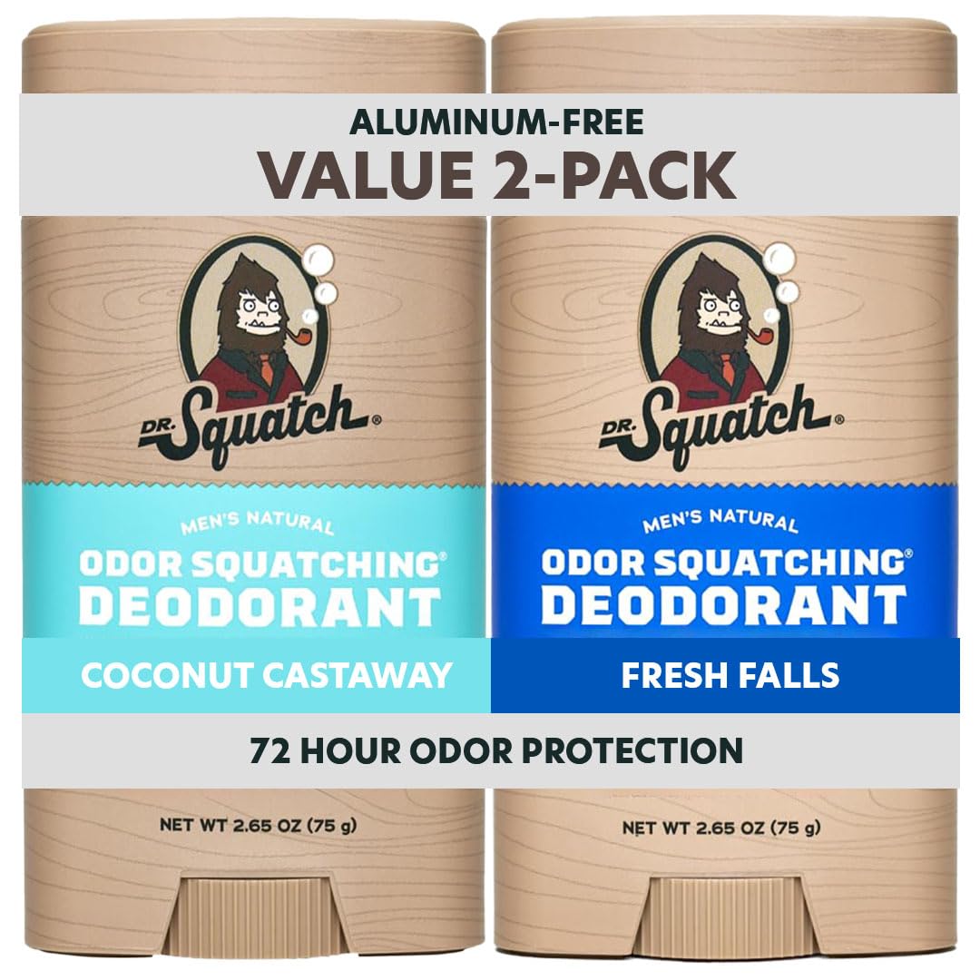 Buy now Dr. Squatch Natural Men’s Deodorant – Aluminum Free Natural Deodorant Men with Charcoal & Postbiotics for 72-Hour Odor Protection – Rainforest Rapids + Fresh Falls, 2.65oz Stick (2-Pack) at indiglob india