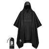 SaphiRose Extra Thick Hooded Rain Poncho Double Layer Waterproof Raincoat Jacket for Men Women Adults - Black