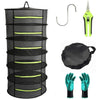 6-Layer Herb Drying Rack, 2ft Plant Hanging Mesh Dry Net with Green Zippers and Bonus Hook - 6-layer